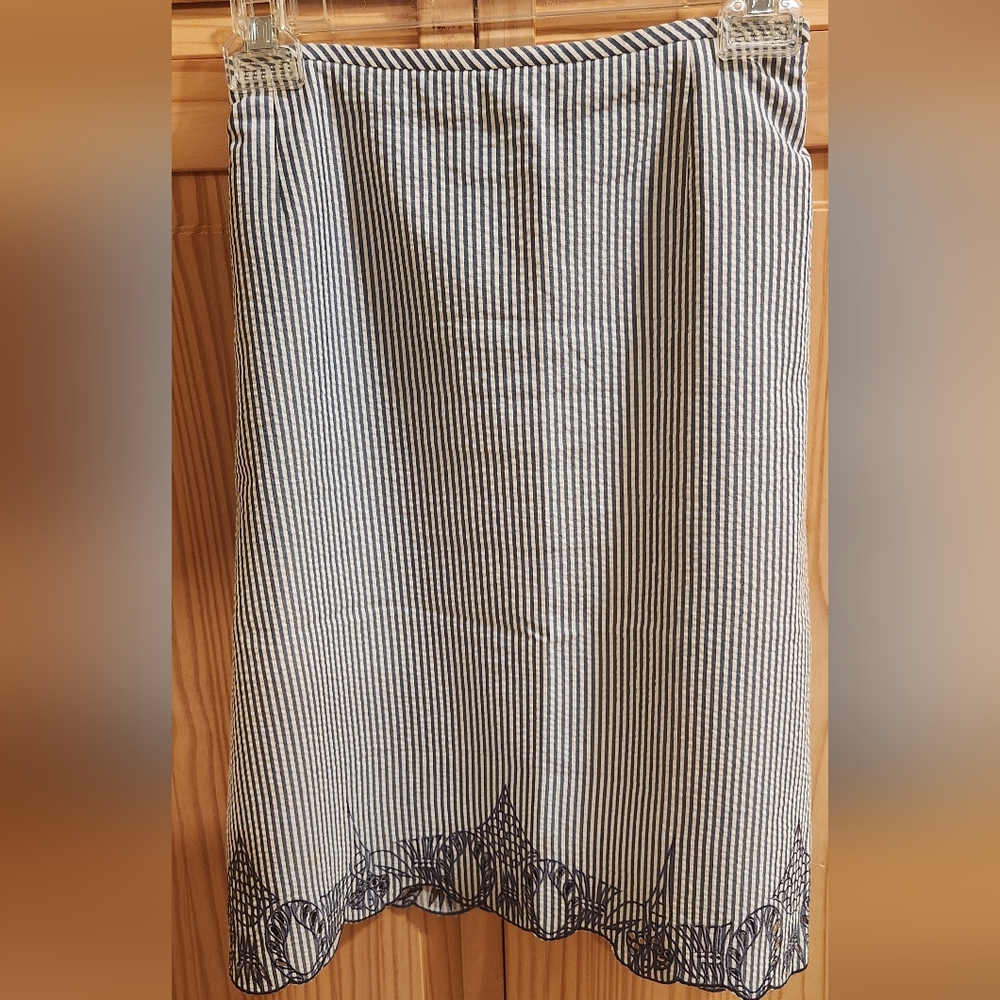 Tahari Black and White Striped Skirt